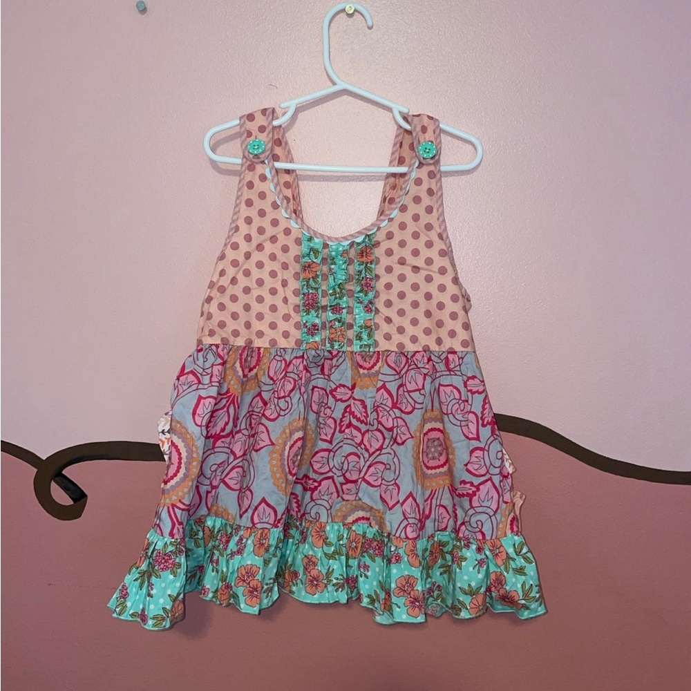 Matilda Jane Pink and Green Floral ruffle Top size 8 years